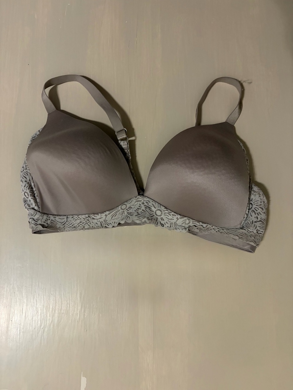 aerie Smooth Lace-Trim T-Shirt Bra - Taupe Gray
